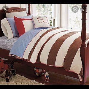 NIP Serena & Lily Asher Brown White Rugby Stripe Euro Sham Set of Two